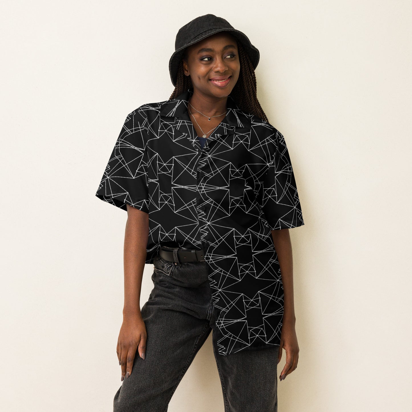 Origami Bird Geometric Diamonds Unisex Button-Down Shirt