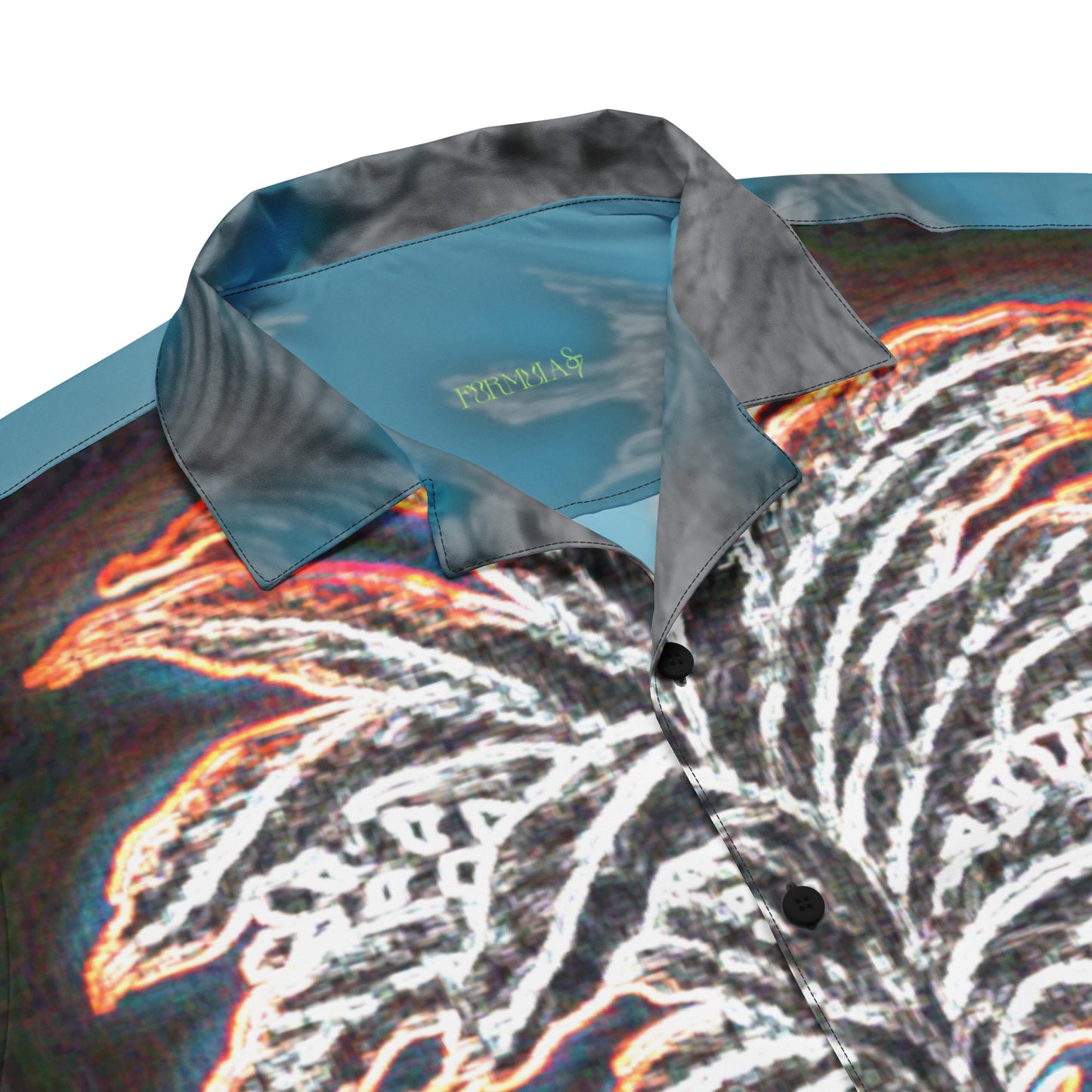Tropical Neon Glow Rhino Unisex button down t-shirt