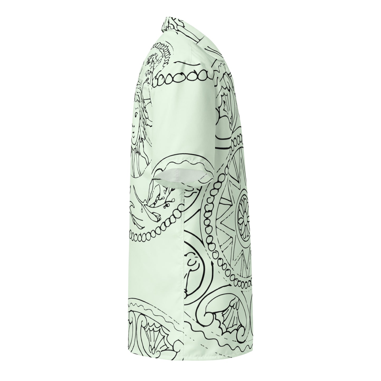 Medusa's Sea Medallion Unisex button down mint green shirt
