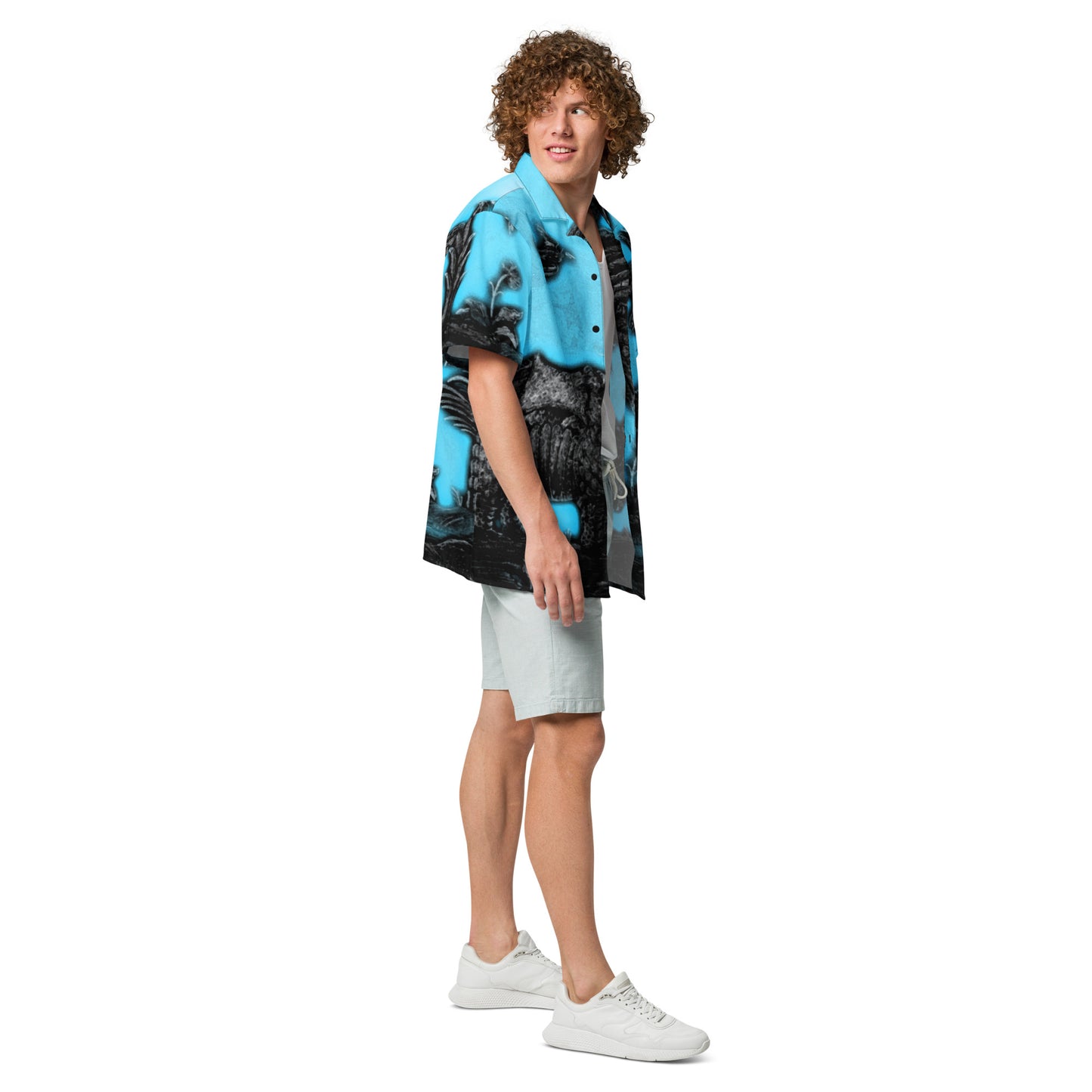 Tropical Rhino Unisex button down t-shirt