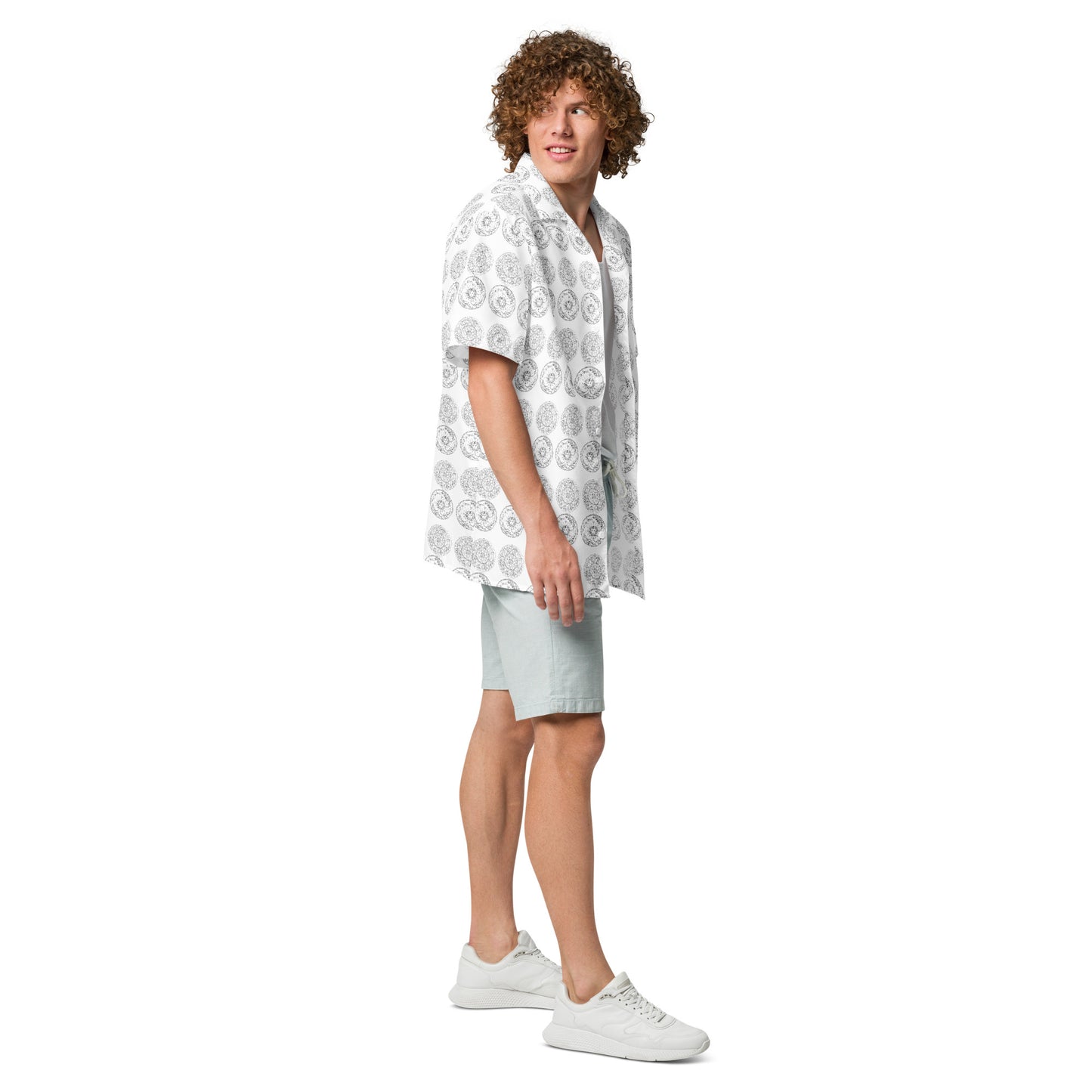 Medusa's Sea Medallion Unisex button down white shirt