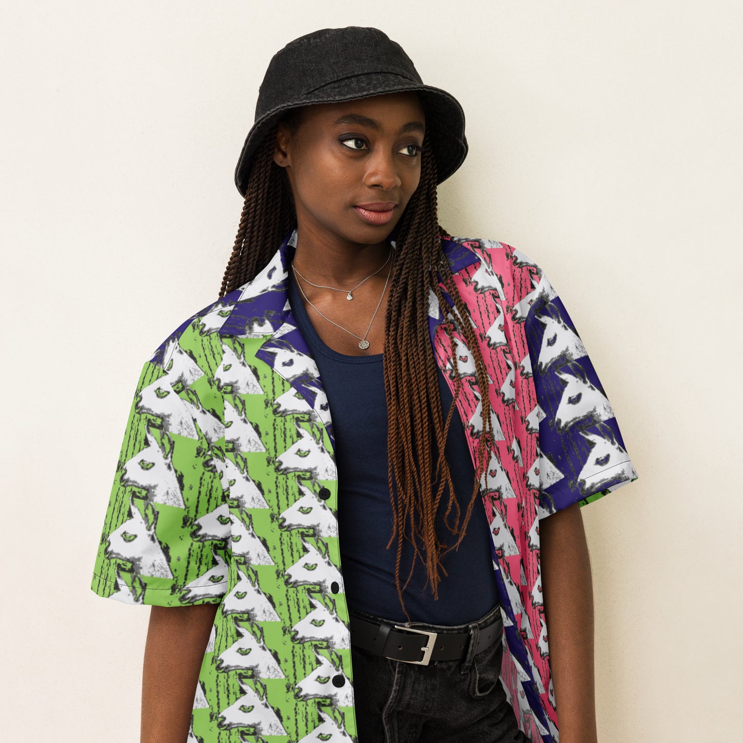 Llama Llama Unisex button down color-blocked t-shirt
