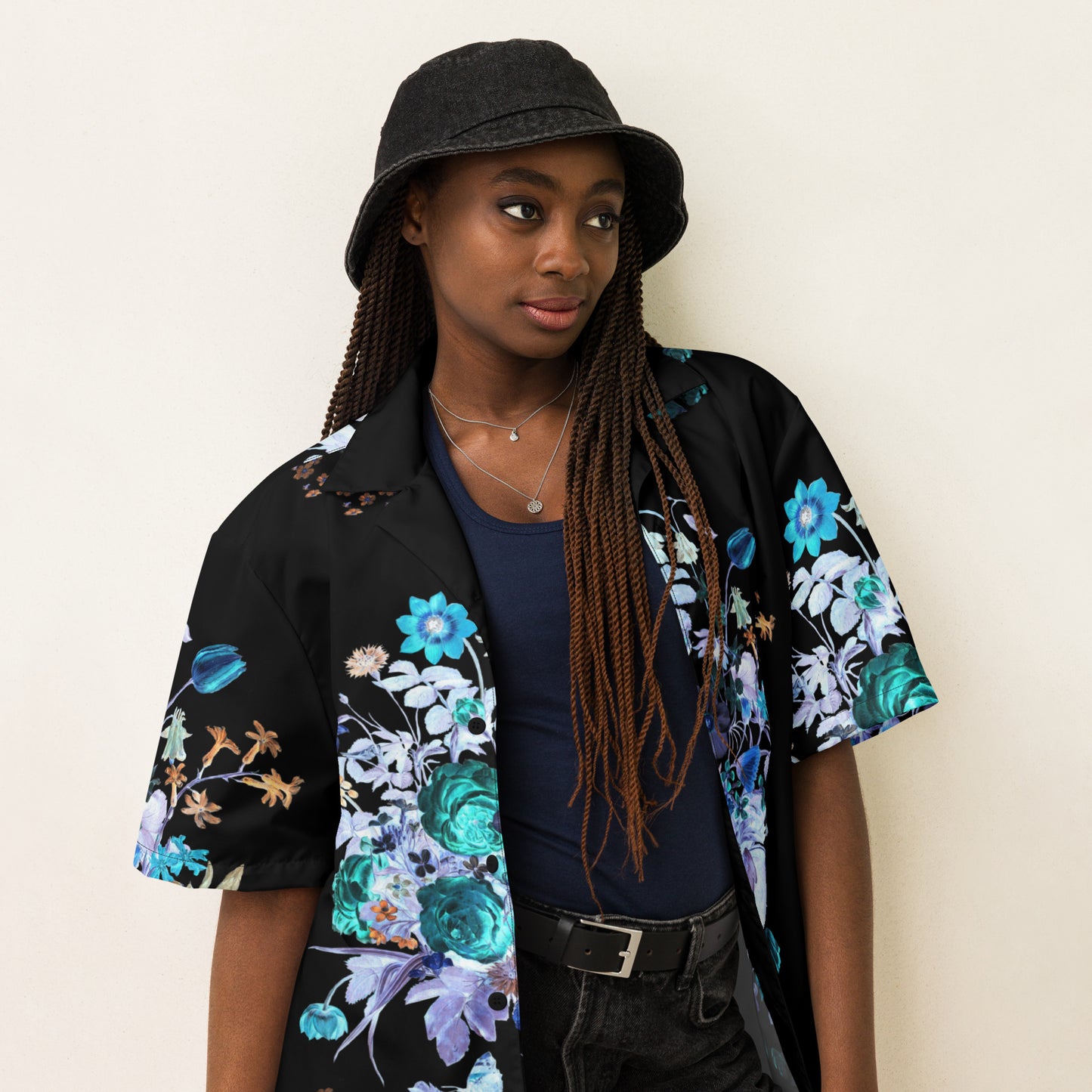 Botanical Bliss Blue Unisex Button Down Shirt