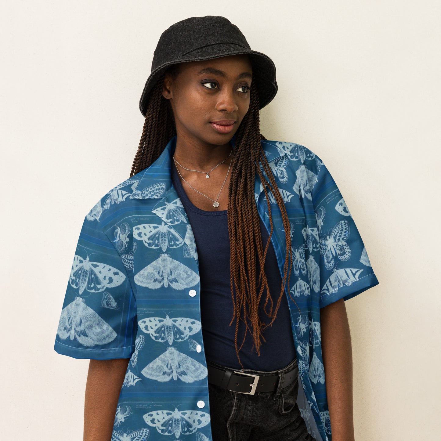 Butterflies & Bees Print Unisex Button Down Shirt