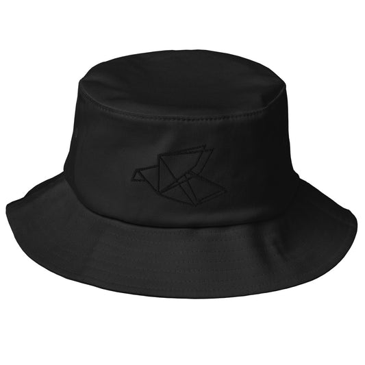 Black Origami Bird Old School Bucket Hat