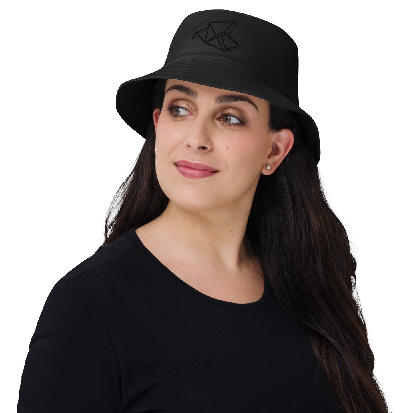 Black Origami Bird Old School Bucket Hat
