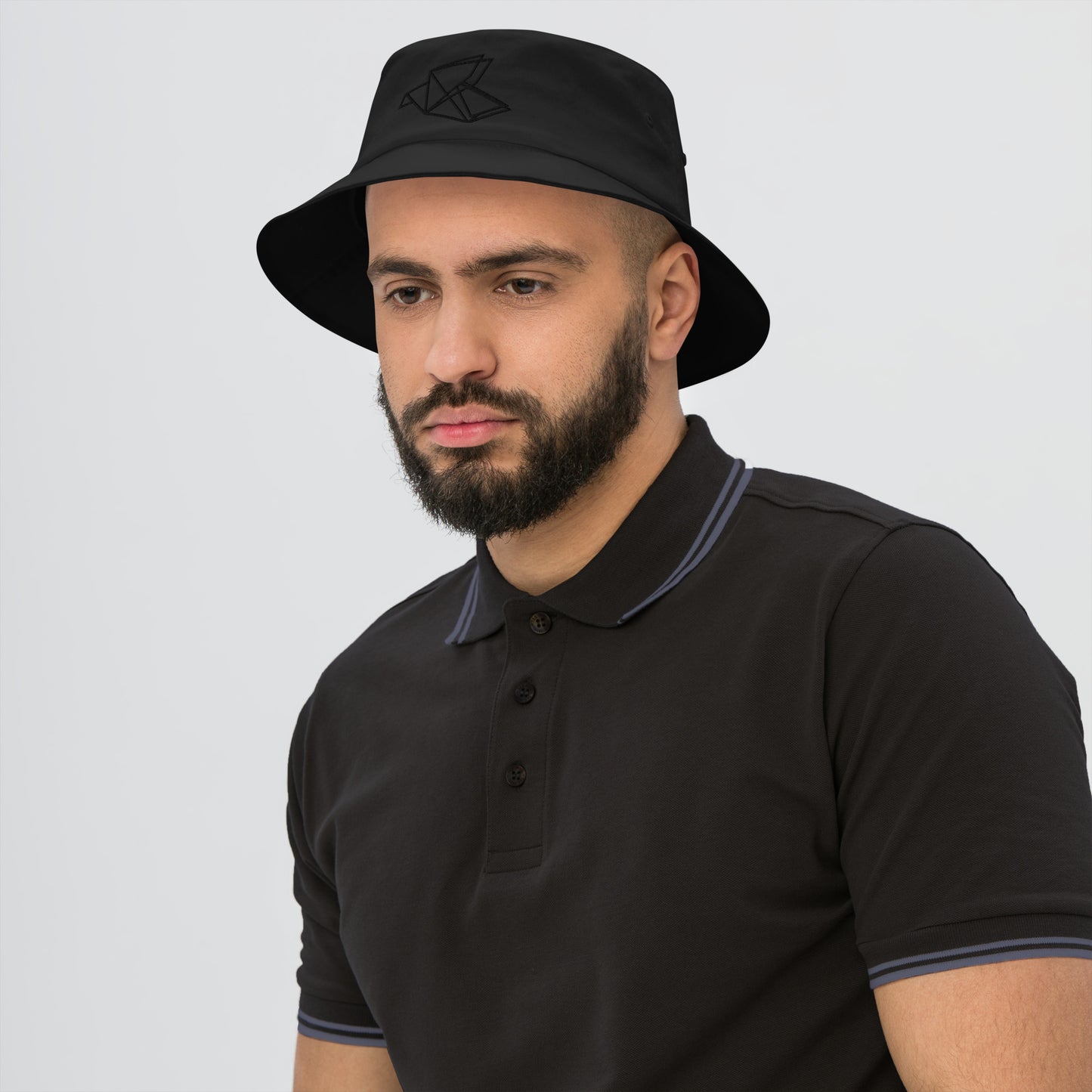 Black Origami Bird Old School Bucket Hat