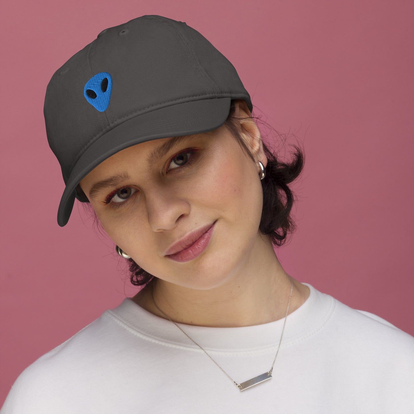 Blue Alien I thought you looked familiar Organic Cotton Dad Hat
