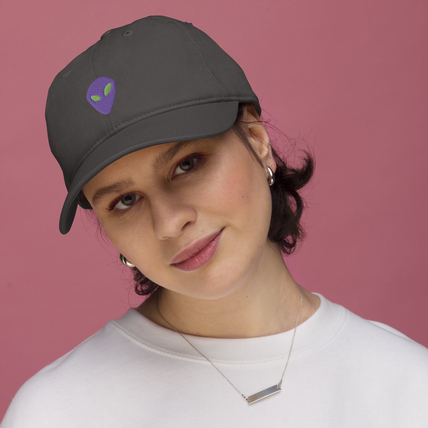 Purple Alien I thought you looked familiar Organic Cotton Dad Hat