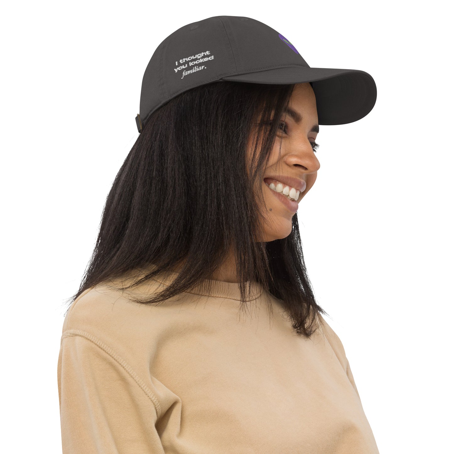 Purple Alien I thought you looked familiar Organic Cotton Dad Hat