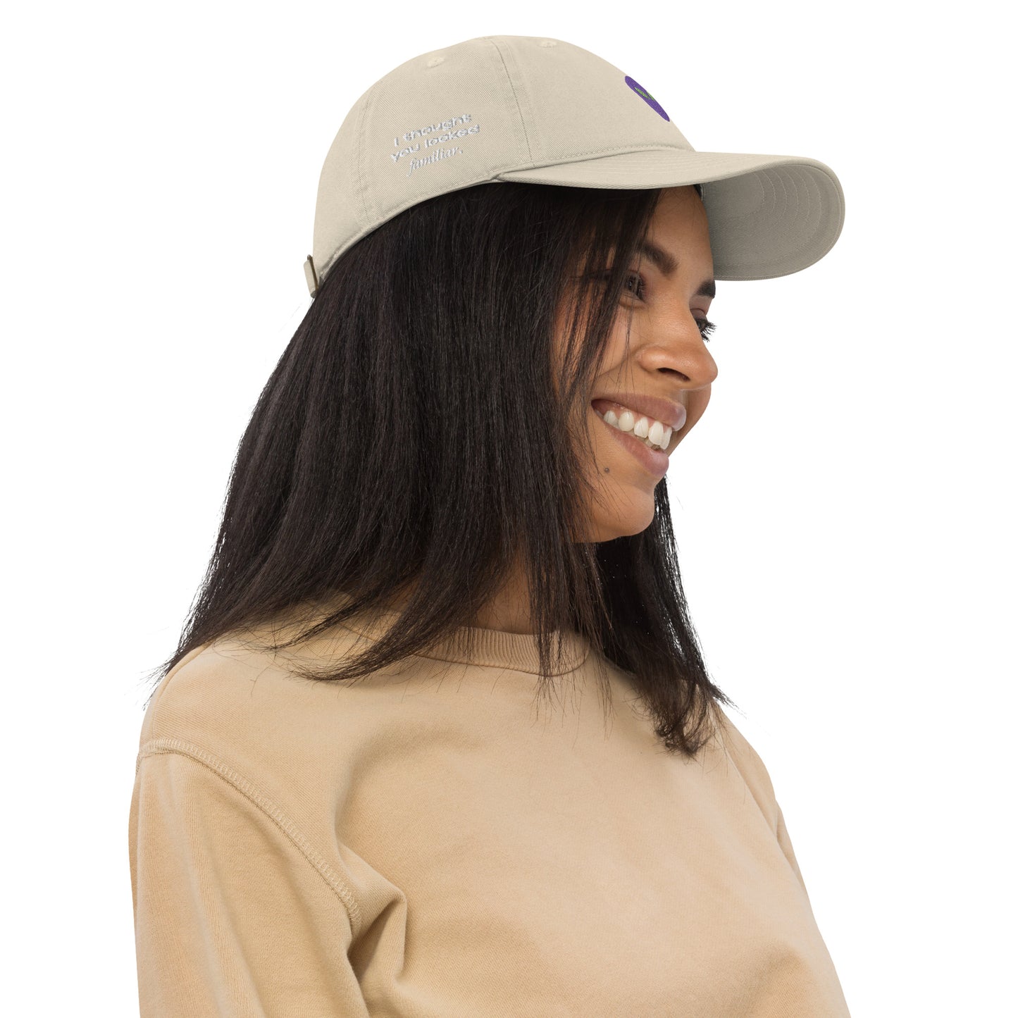 Purple Alien I thought you looked familiar Organic Cotton Dad Hat
