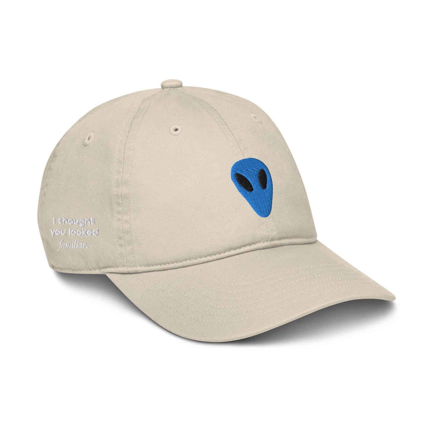 Blue Alien I thought you looked familiar Organic Cotton Dad Hat