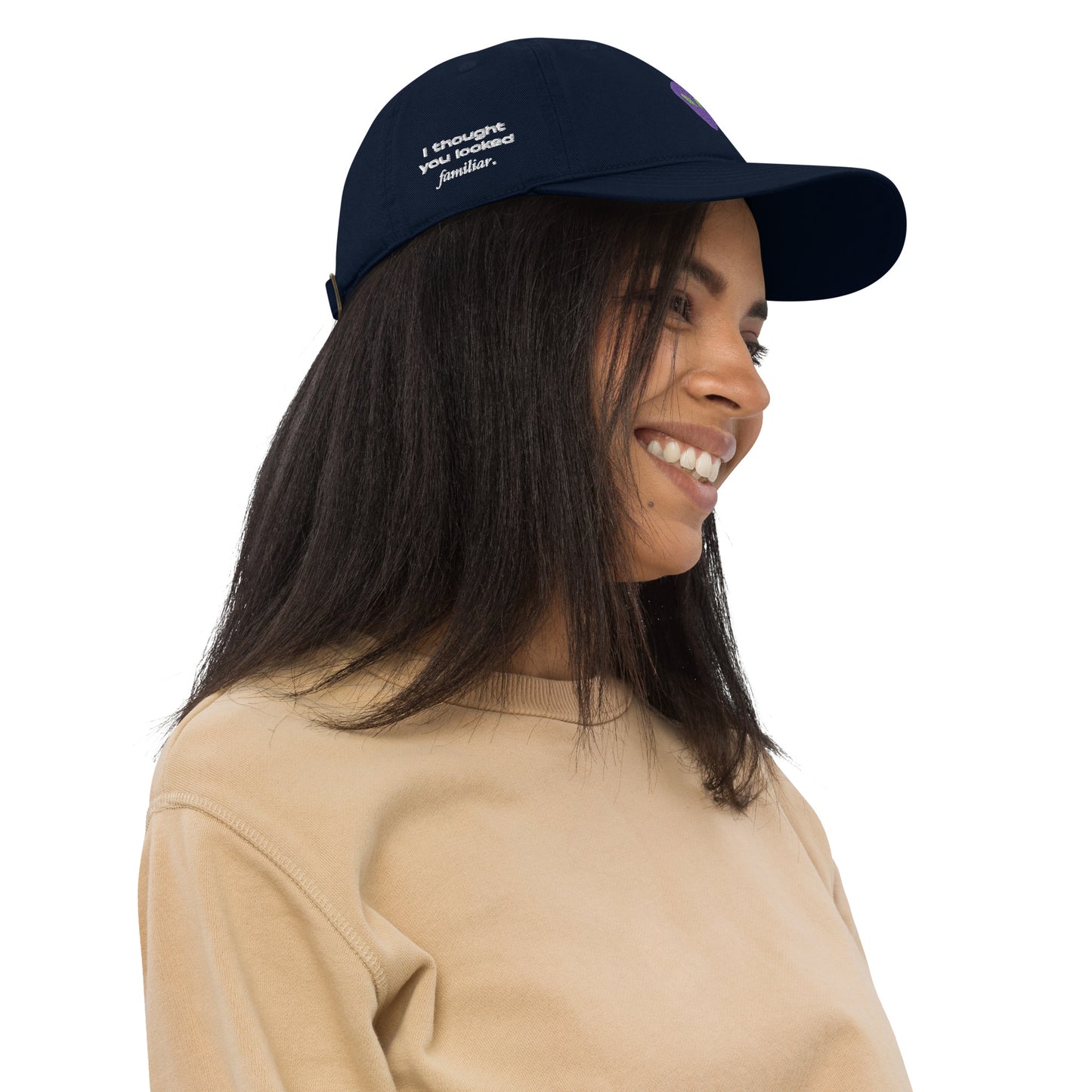 Purple Alien I thought you looked familiar Organic Cotton Dad Hat
