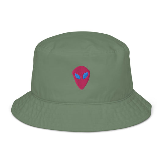Pink Alien Blue Eyes Organic Cotton Bucket Hat