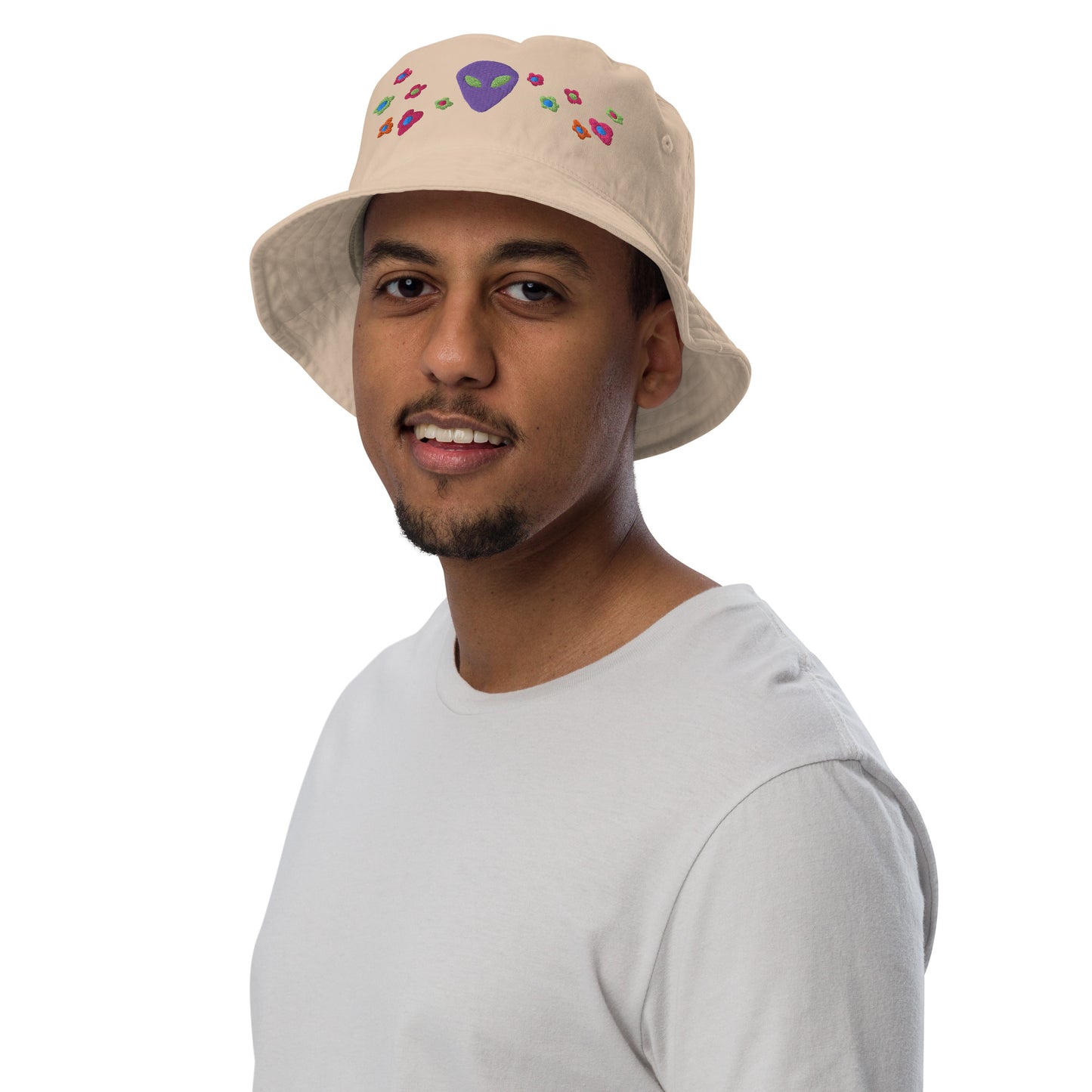 Alien and Flowers Organic Cotton Bucket Hat