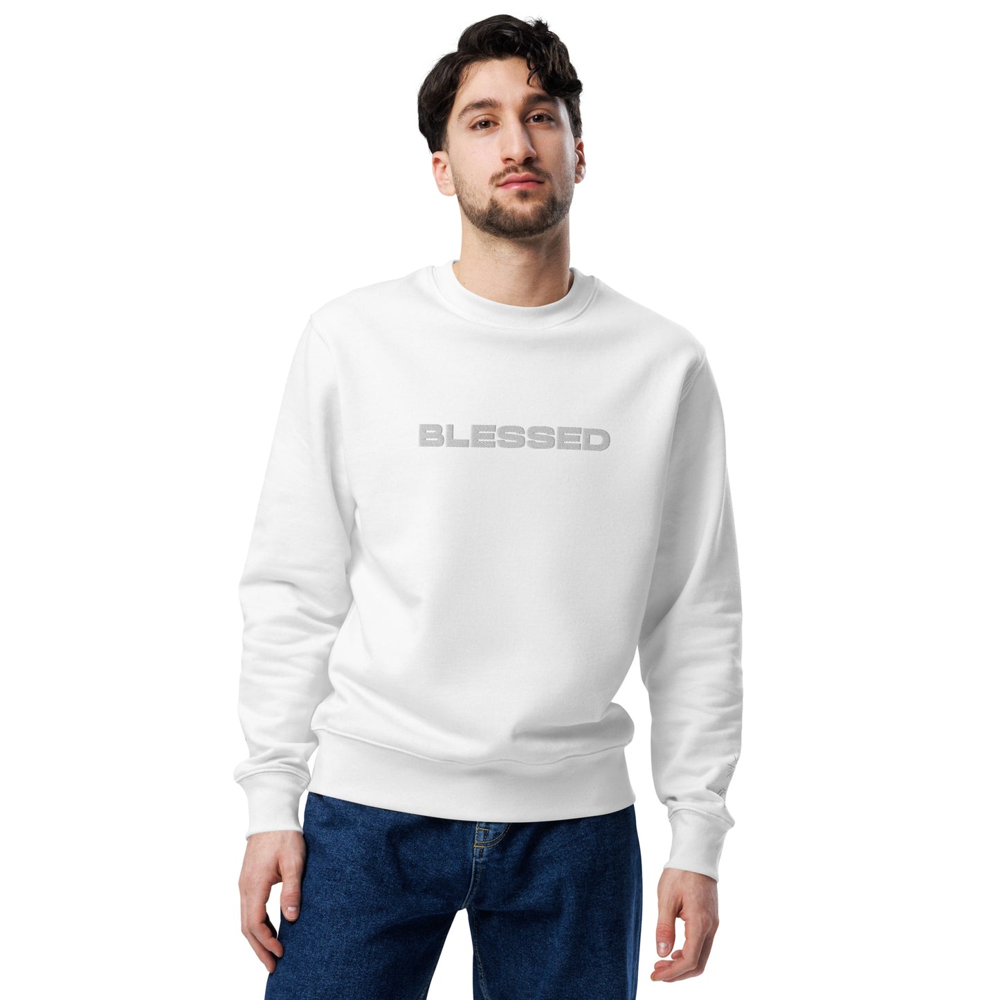 Blessed Organic Cotton White Eco Sweatshirt
