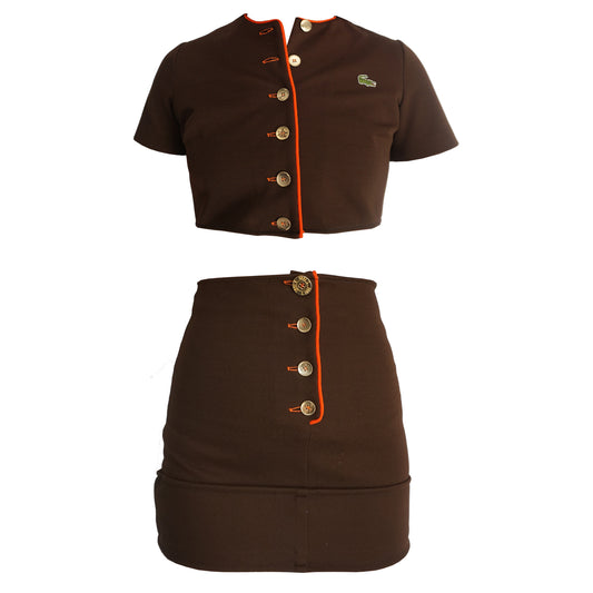 Vintage 2 Piece Crop Top and Mini Skirt Set