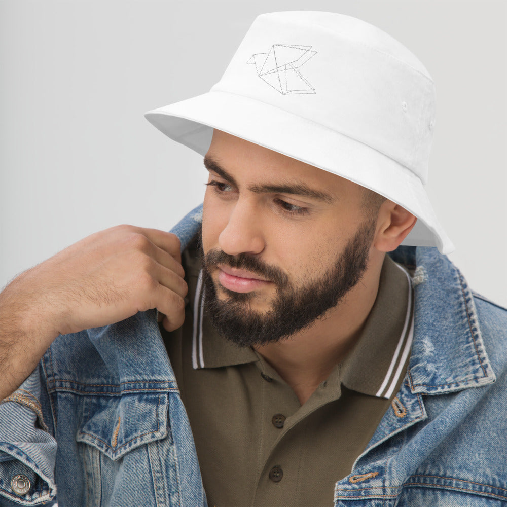 White Origami Bird Bucket Hat