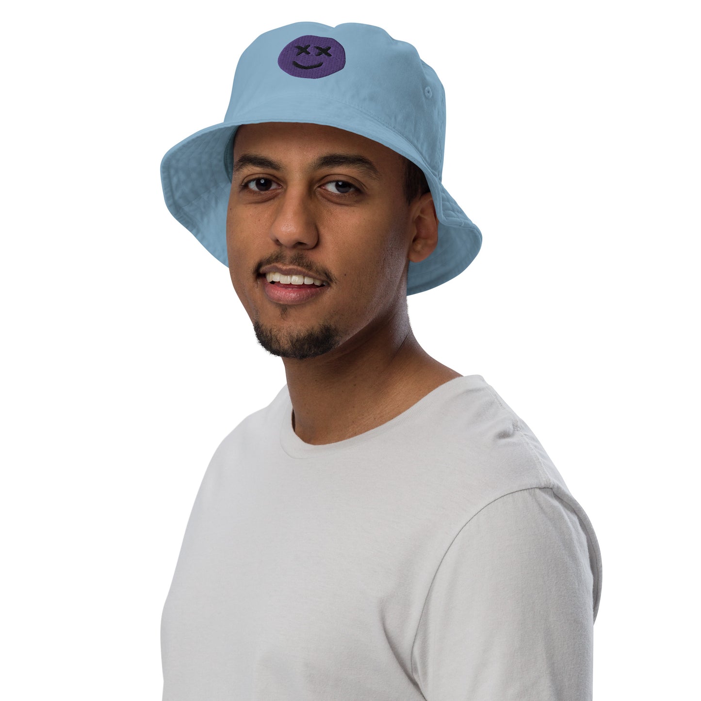 Happy Mood Purple Smiley Organic bucket hat
