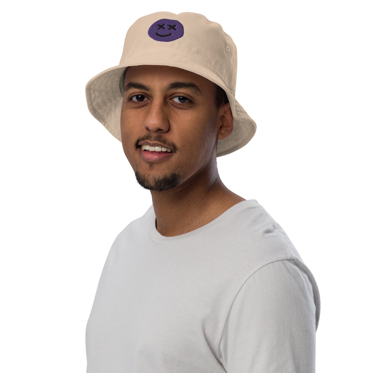 Happy Mood Purple Smiley Organic bucket hat