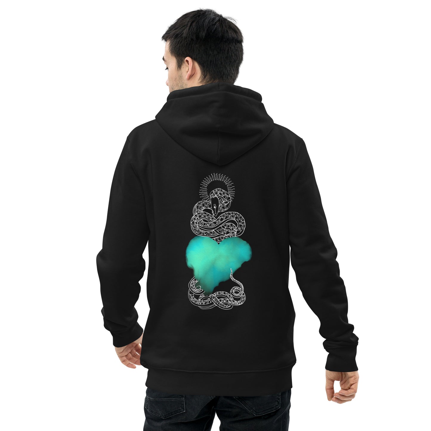 Blue Heart Eternal Love Snake Back Graphic Print Unisex essential eco mystical hoodie