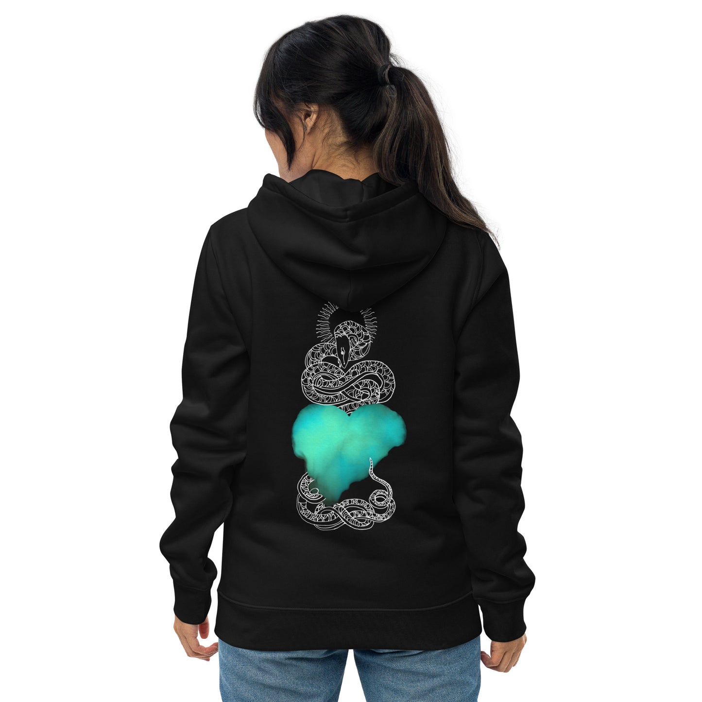 Blue Heart Eternal Love Snake Back Graphic Print Unisex essential eco mystical hoodie
