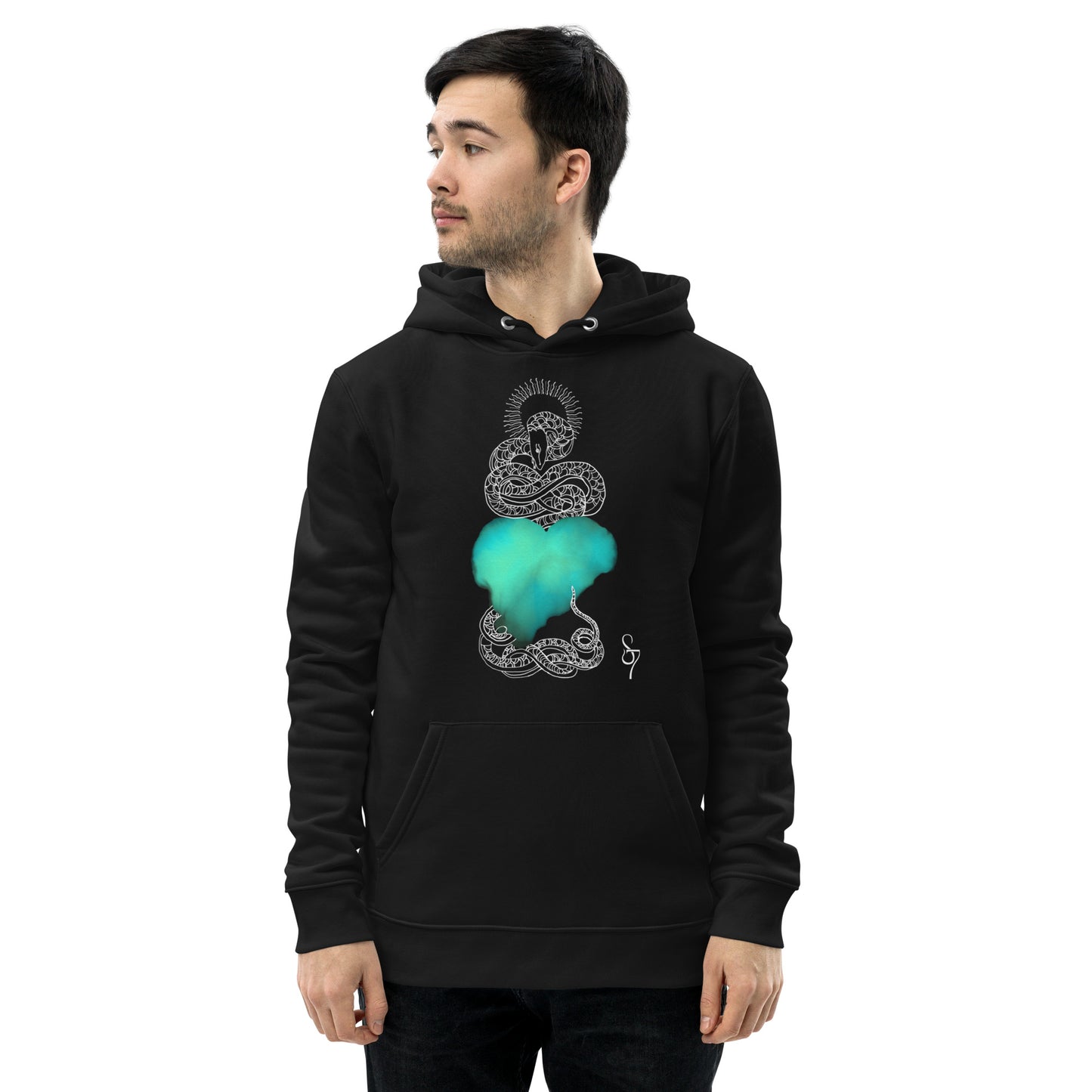 Blue Heart Eternal Love Snake Unisex Essential Eco Mystical Hoodie