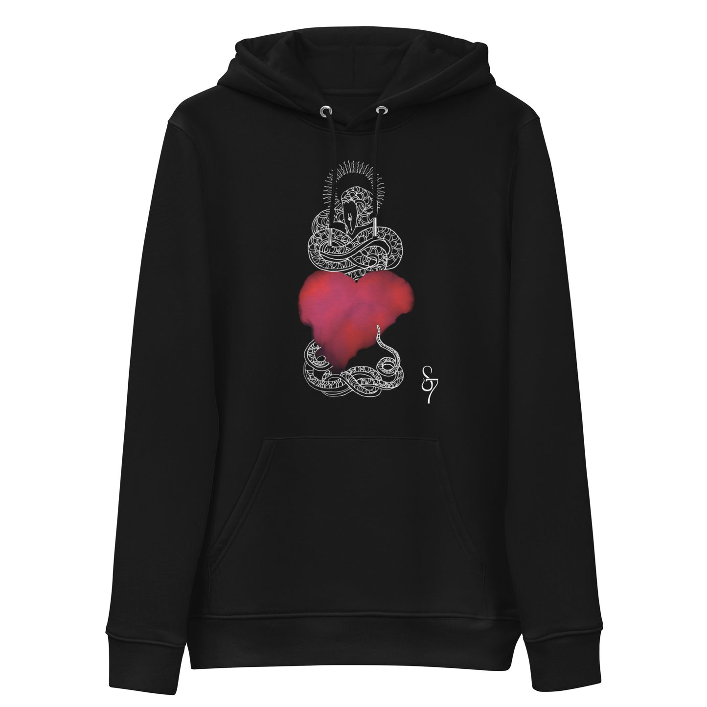 Pink Heart Eternal Love Snake Unisex Essential Eco Esoteric Hoodie