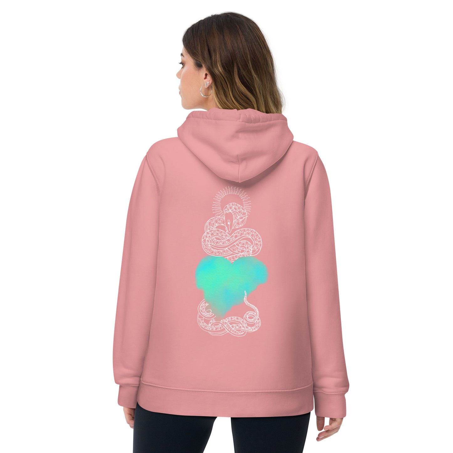 Blue Heart Eternal Love Snake Back Graphic Print Unisex essential eco mystical hoodie