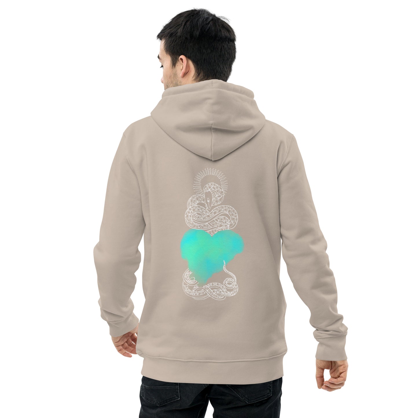 Blue Heart Eternal Love Snake Back Graphic Print Unisex essential eco mystical hoodie