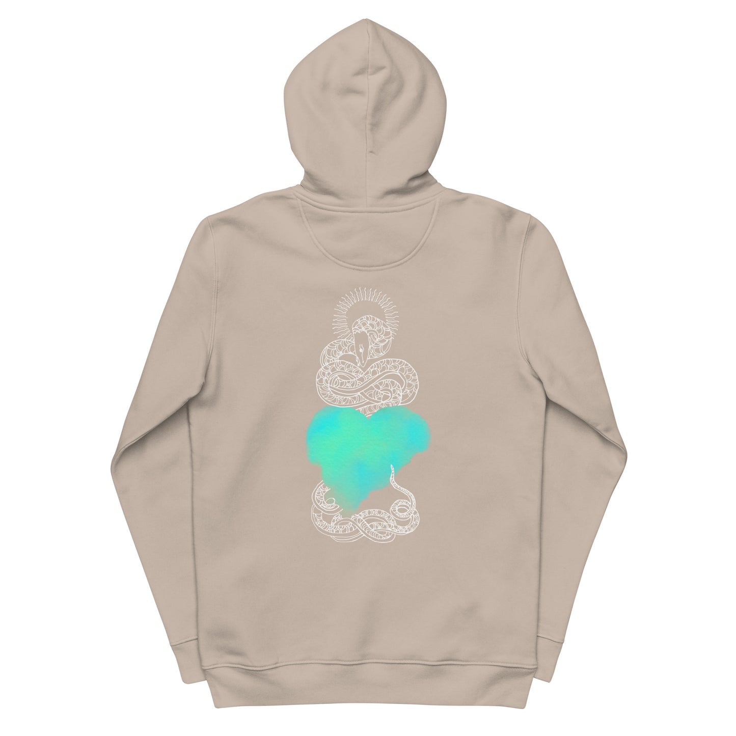 Blue Heart Eternal Love Snake Back Graphic Print Essential Eco Mystical Hoodie