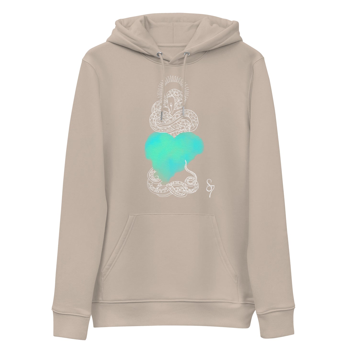 Blue Heart Eternal Love Snake Unisex Essential Eco Mystical Hoodie