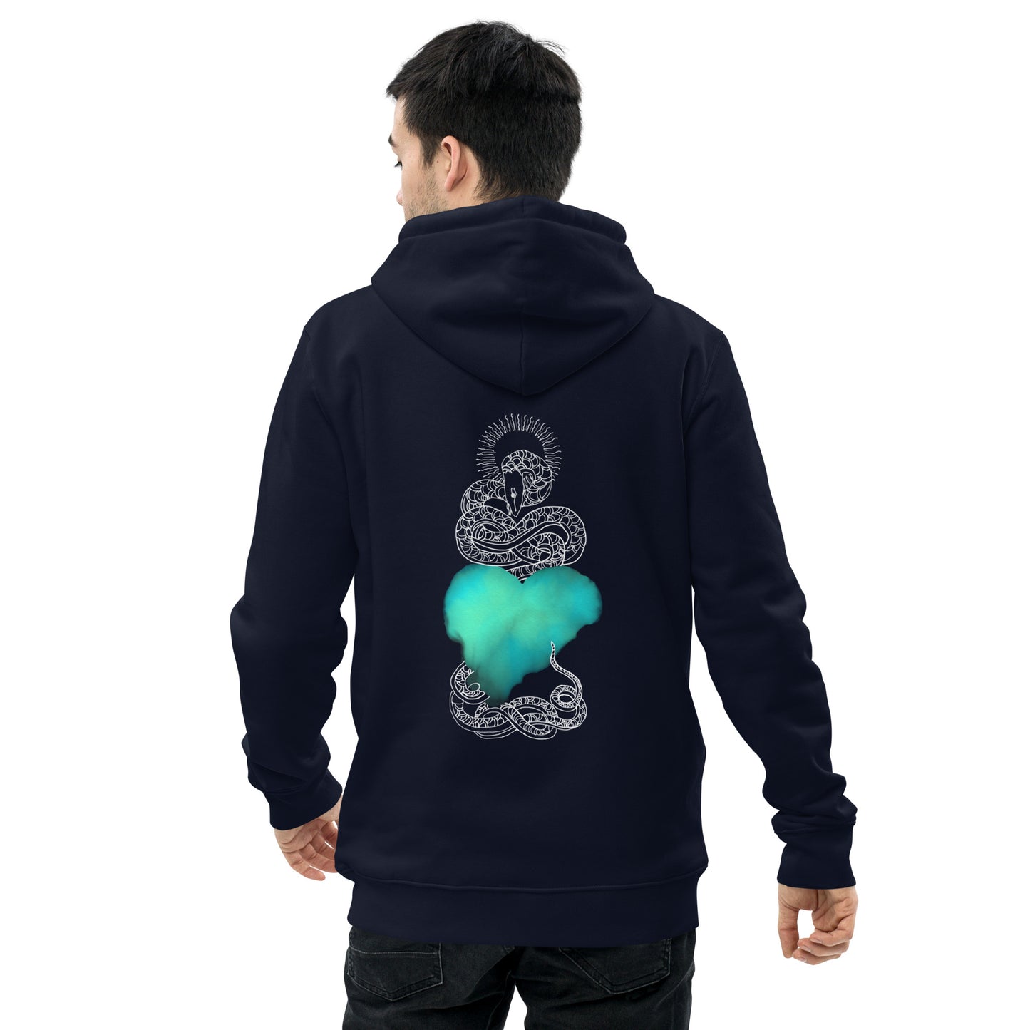 Blue Heart Eternal Love Snake Back Graphic Print Unisex essential eco mystical hoodie