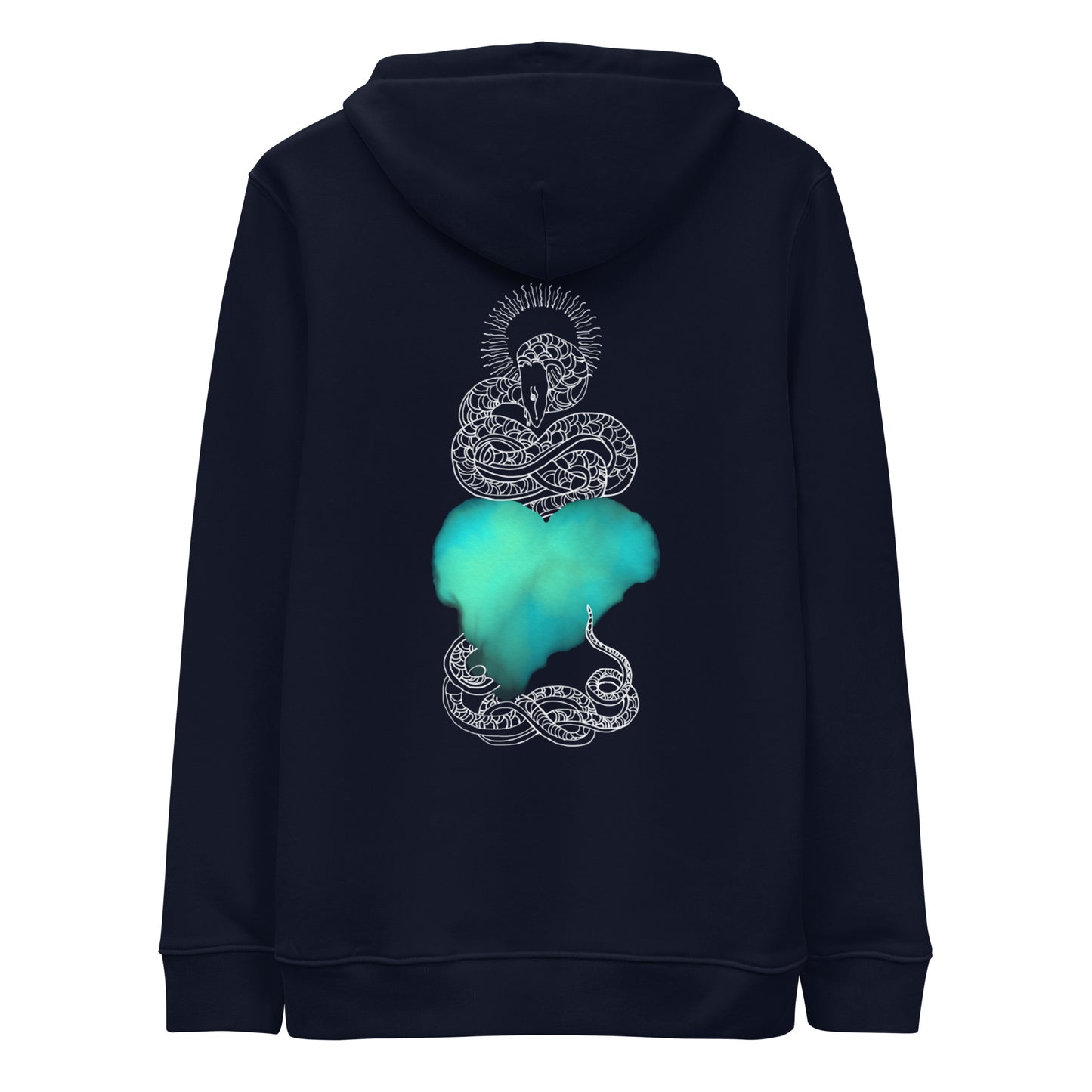 Blue Heart Eternal Love Snake Back Graphic Print Unisex essential eco mystical hoodie