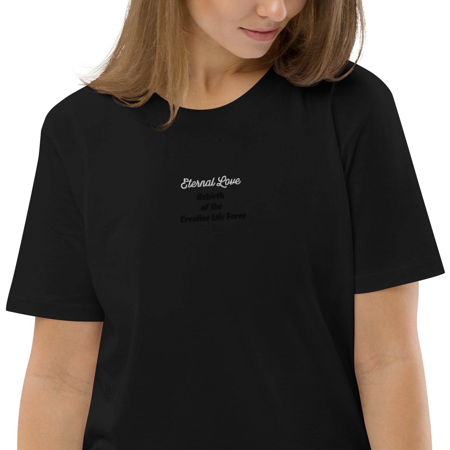 Eternal Love Rebirth of the Creative Life Force Blue Heart Snake Unisex Organic Cotton Mystical T-Shirt