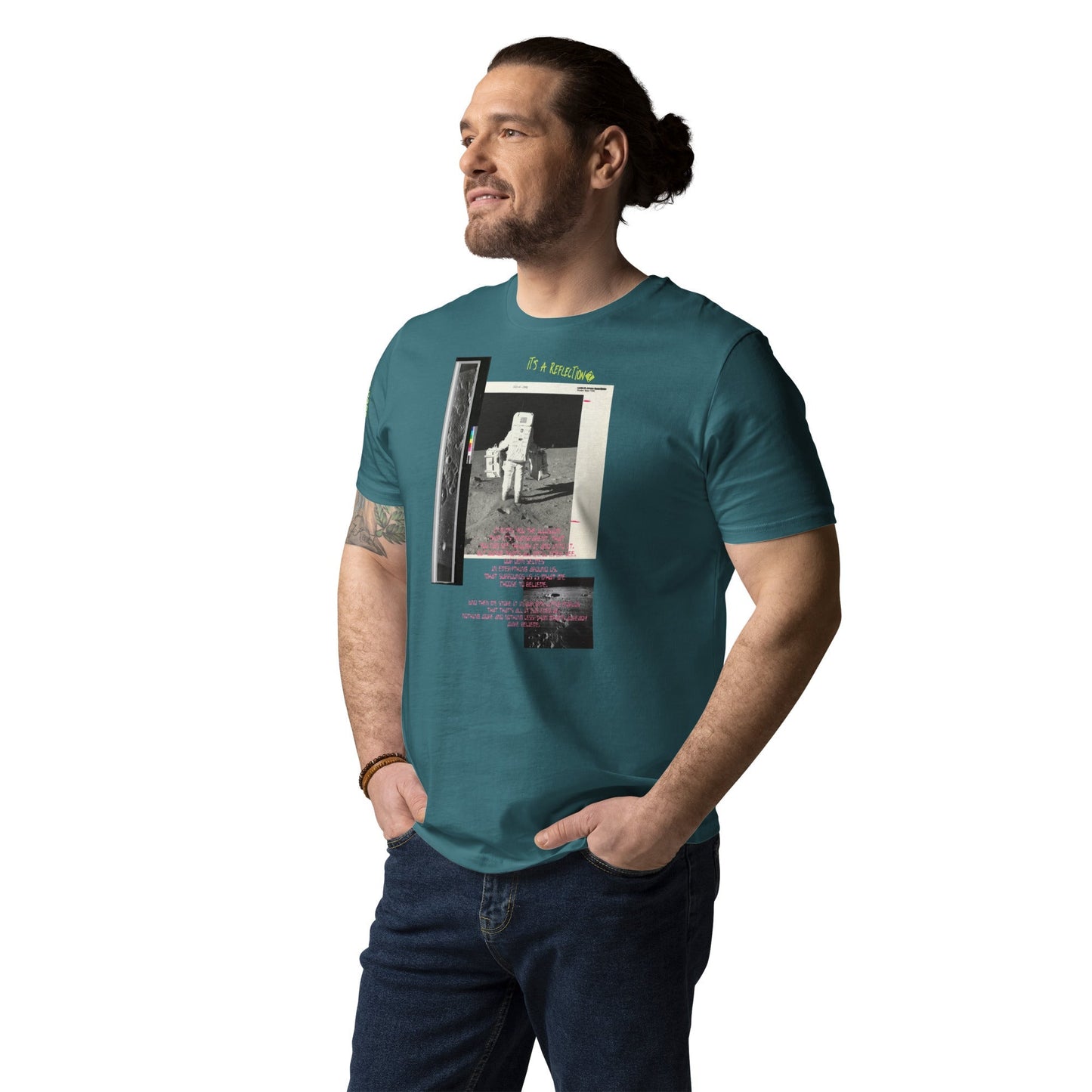 Reflection of Self, Man on the Moon Unisex Organic Cotton T-Shirt