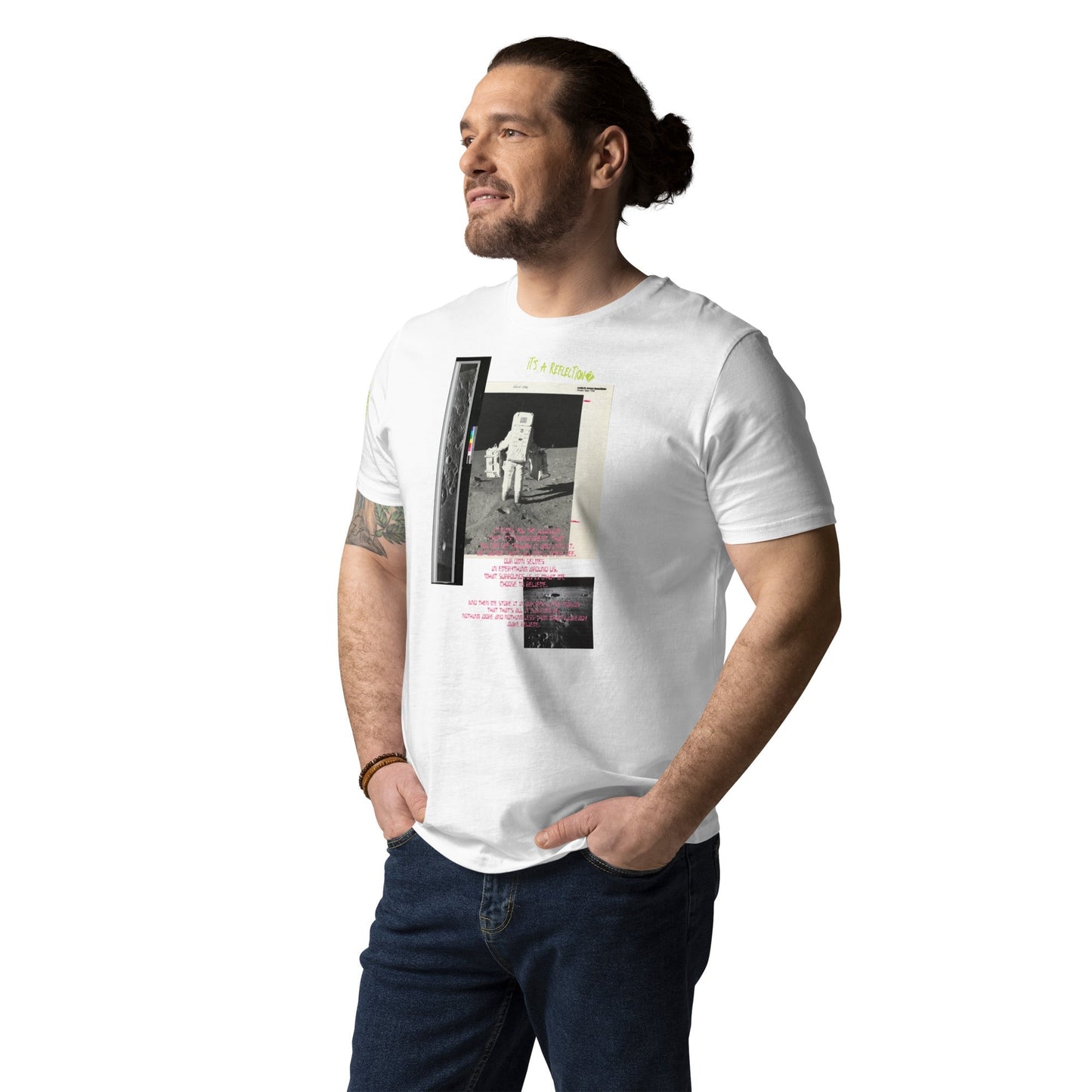 Reflection of Self, Man on the Moon Unisex Organic Cotton T-Shirt