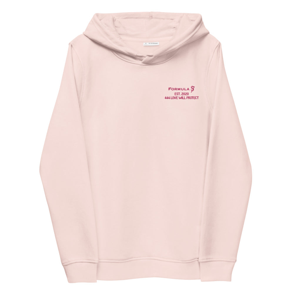 444 Love Will Protect Eco Fitted Pink Logo Angel Number Hoodie