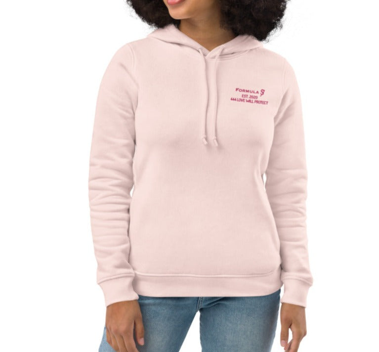 444 Love Will Protect Eco Fitted Pink Logo Angel Number Hoodie