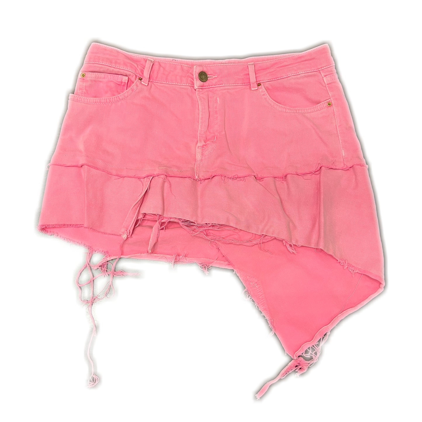 Up-cycled Pink Denim Mini Skirt