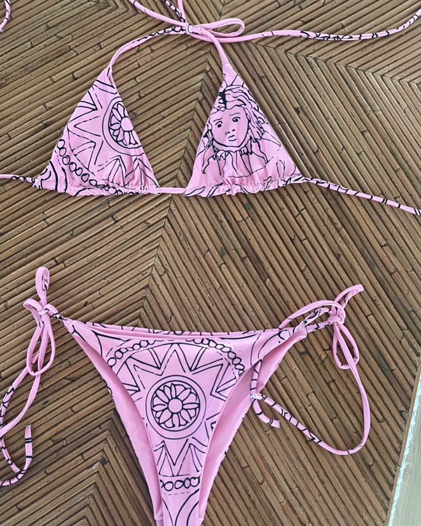 Medusa's Sea Medallion recycled pink string bikini