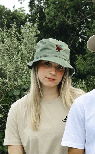 Butterfly and Flowers Organic Cotton Bucket Hat