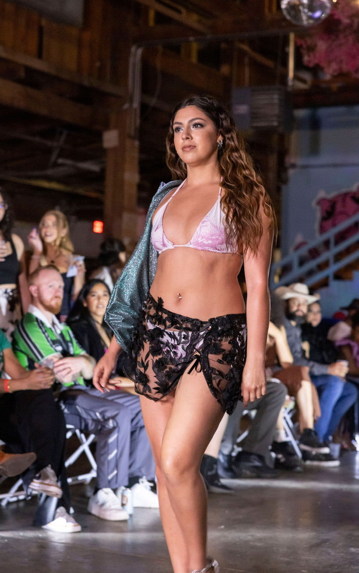 Lavender Swans Print Recycled String Bikini