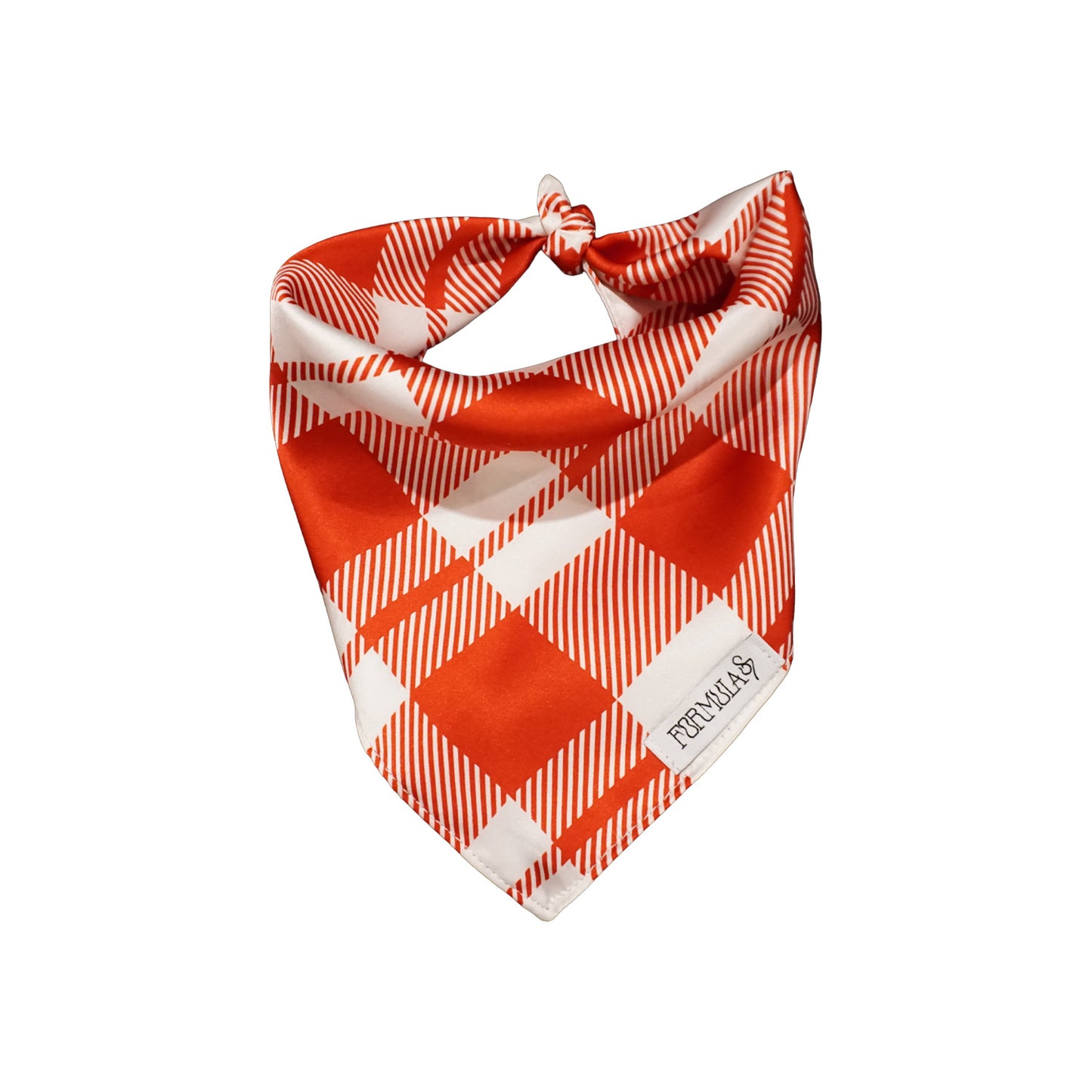 Red and White Plaid Silk Dog Bandana