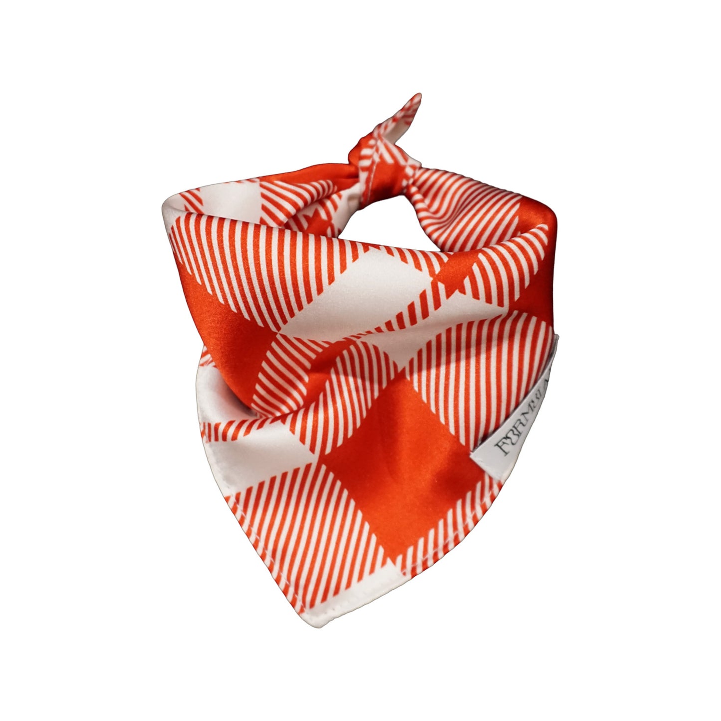 Red and White Plaid Silk Dog Bandana