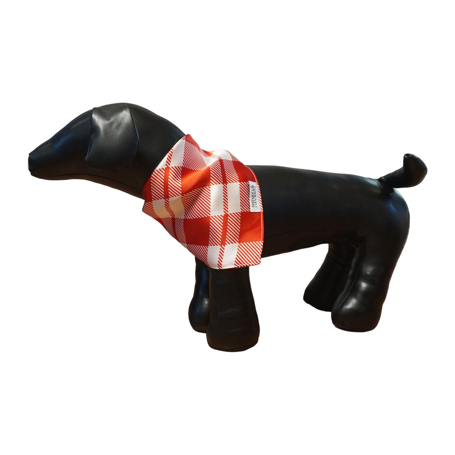 Red and White Plaid Silk Dog Bandana