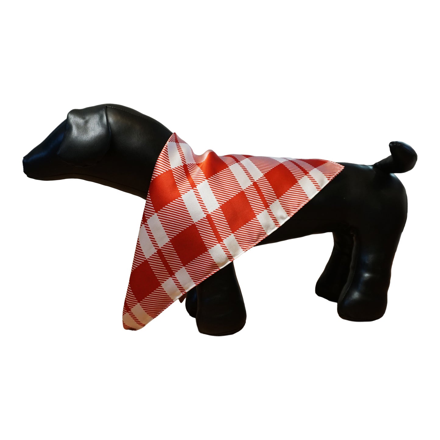 Red and White Plaid Silk Dog Bandana