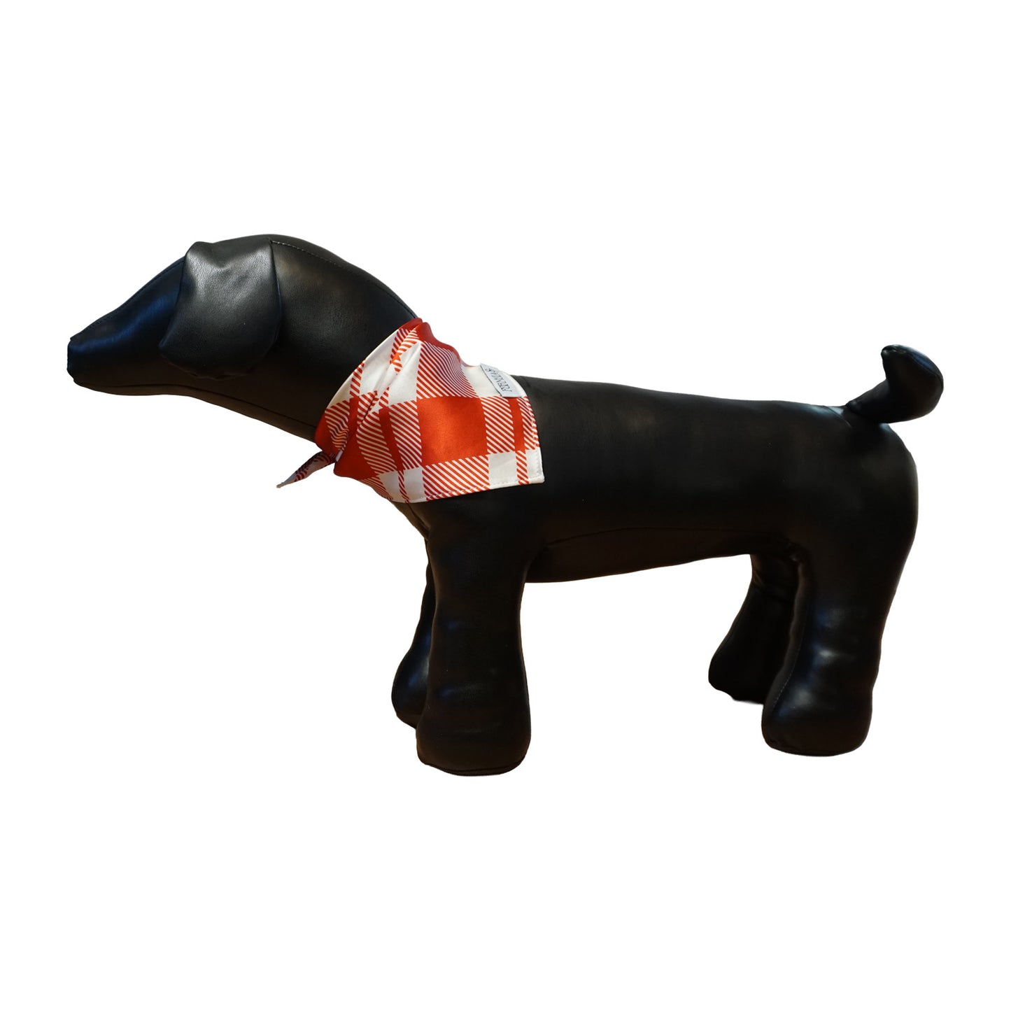 Red and White Plaid Silk Dog Bandana