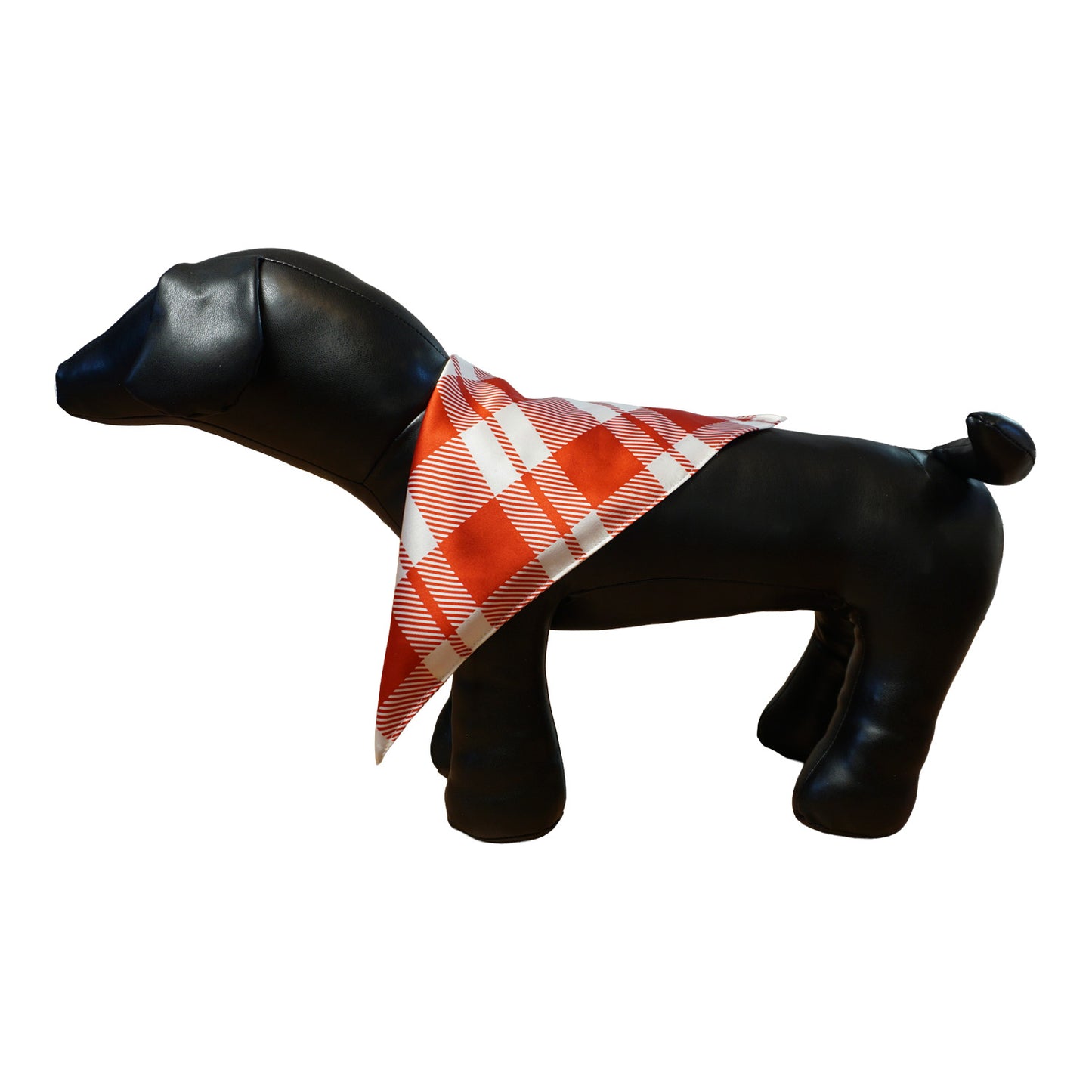 Red and White Plaid Silk Dog Bandana