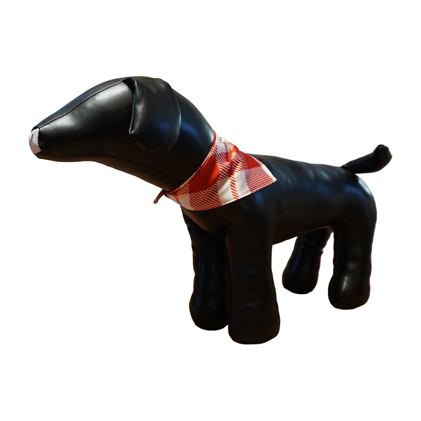 Red and White Plaid Silk Dog Bandana